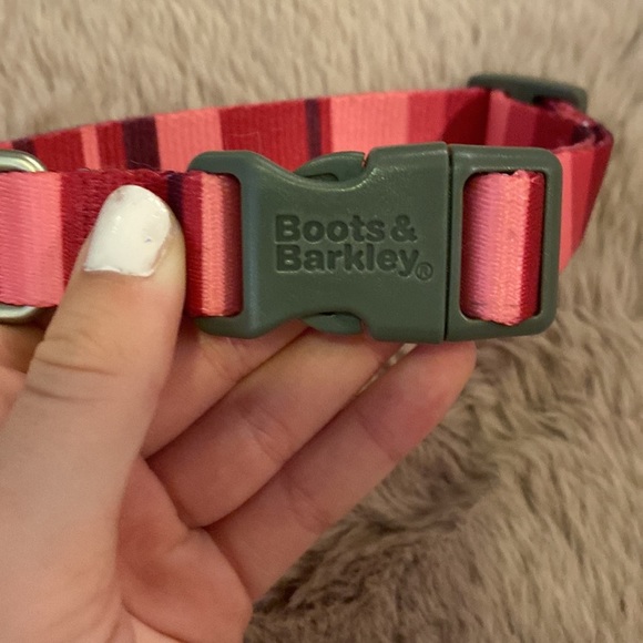 Boots & Barkley mauve pink plum fuchsia purple striped adjustable dog collar​ - Picture 3 of 3